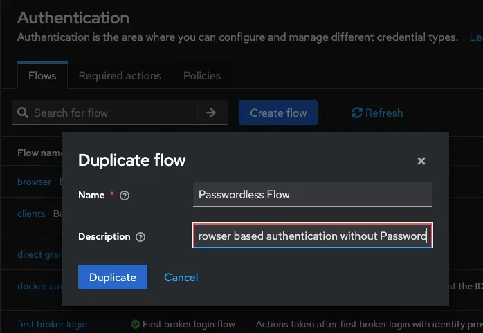 Duplicate the browser flow