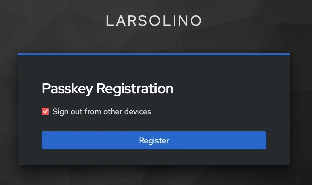 Passkey enrollment in the original Keycloak example